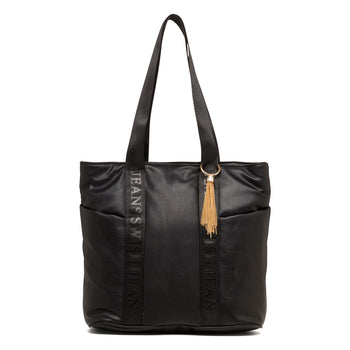 Borsa a spalla nera da donna con tasche laterali Swish Jeans, Borse e accessori Donna, SKU b511001391, Immagine 0